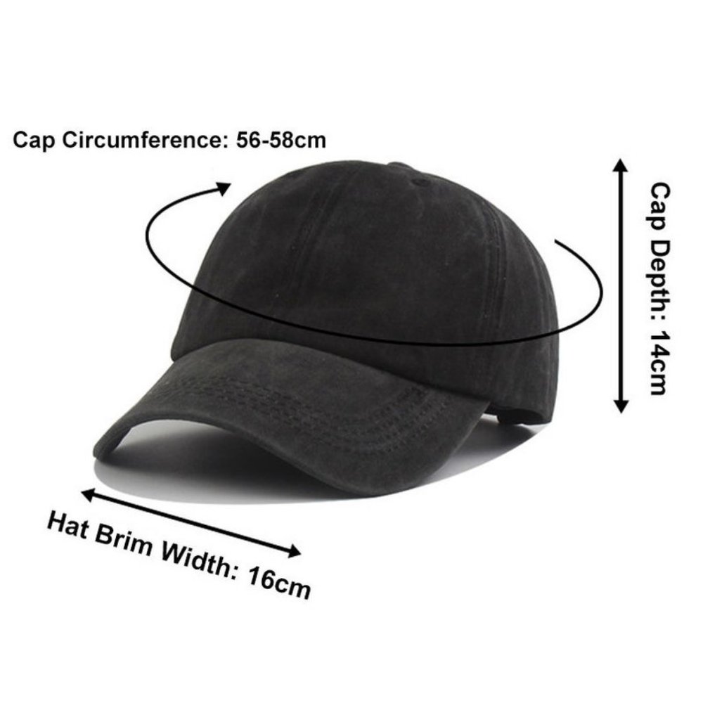 100% Cotton Vintage Baseball Cap | Adjustable Distressed Unisex Hat | Plain Pure - Picture 6 of 6